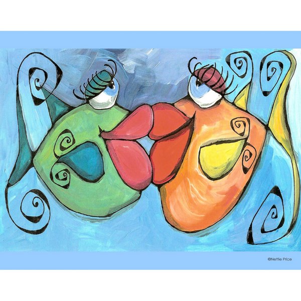 Kissing Fish Sparkling Art Print