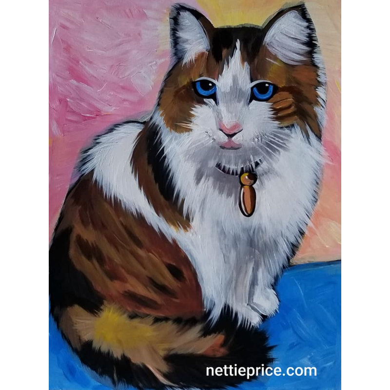 Lili Long Haired Cat Kitty Sparkling Art Print