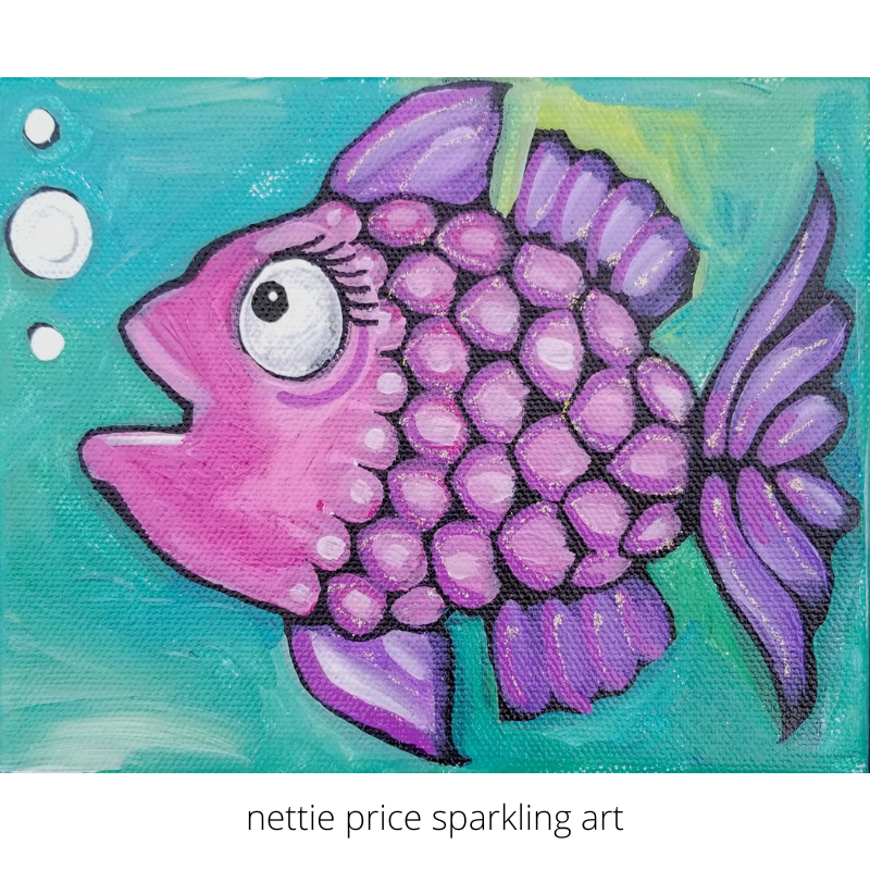 Little Purple Fish Sparkling Art Print