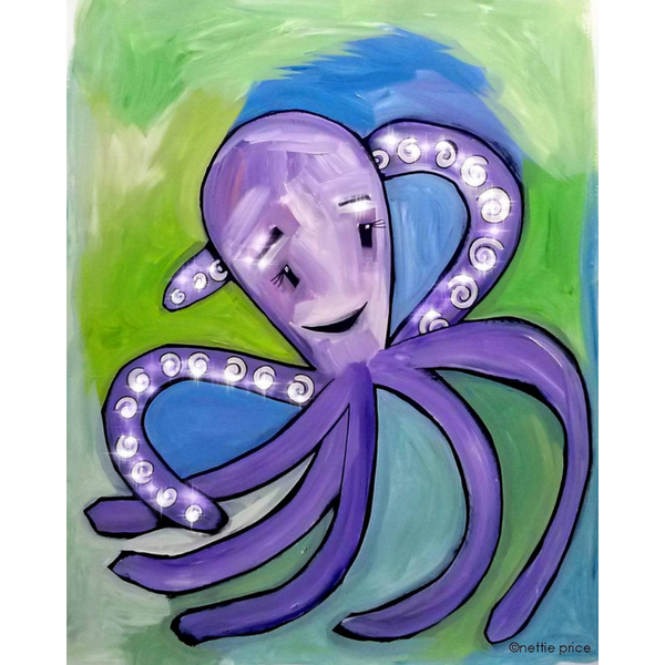 Purple Octopus Sparkling Art Print