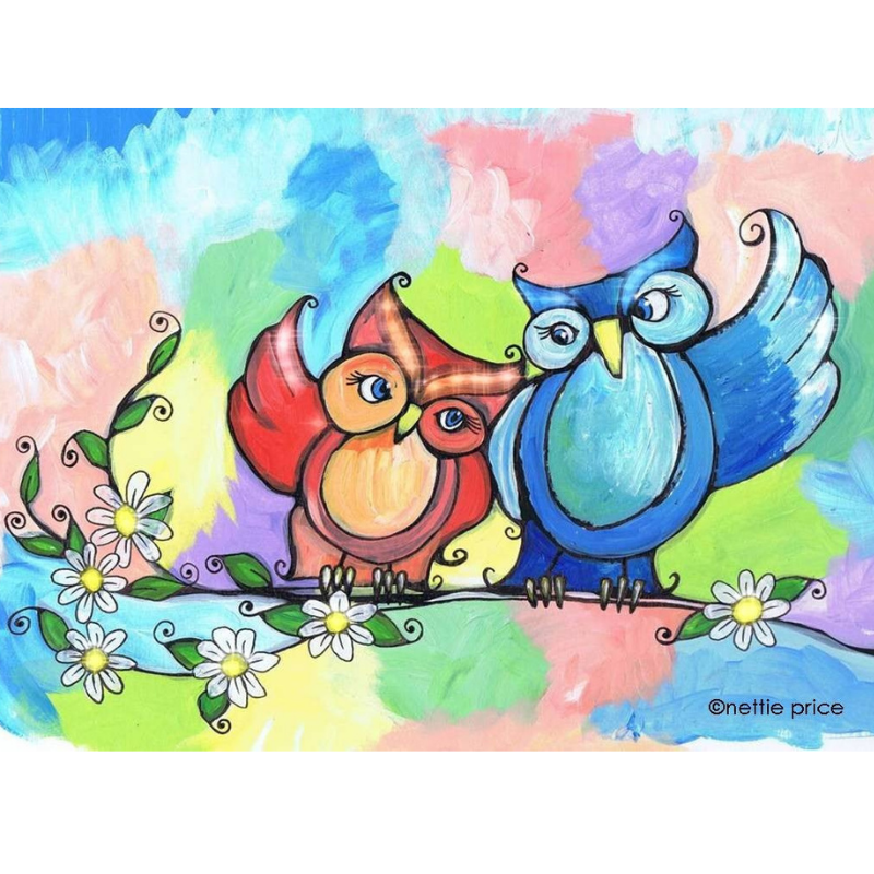Owls in a Tree Sparkling Art Print