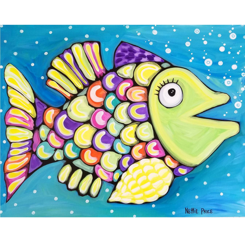 Palm Coast Fish Boy Sparkling Art Print