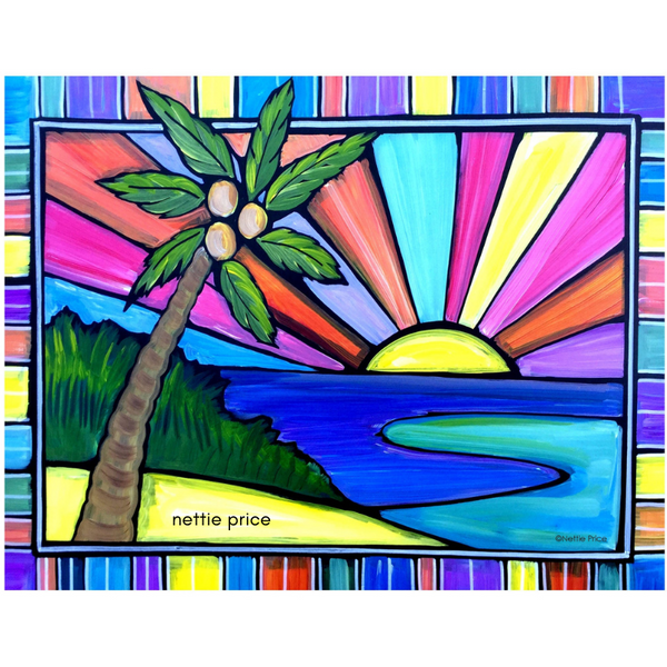 Paradise Sunset Sparkling Art Print