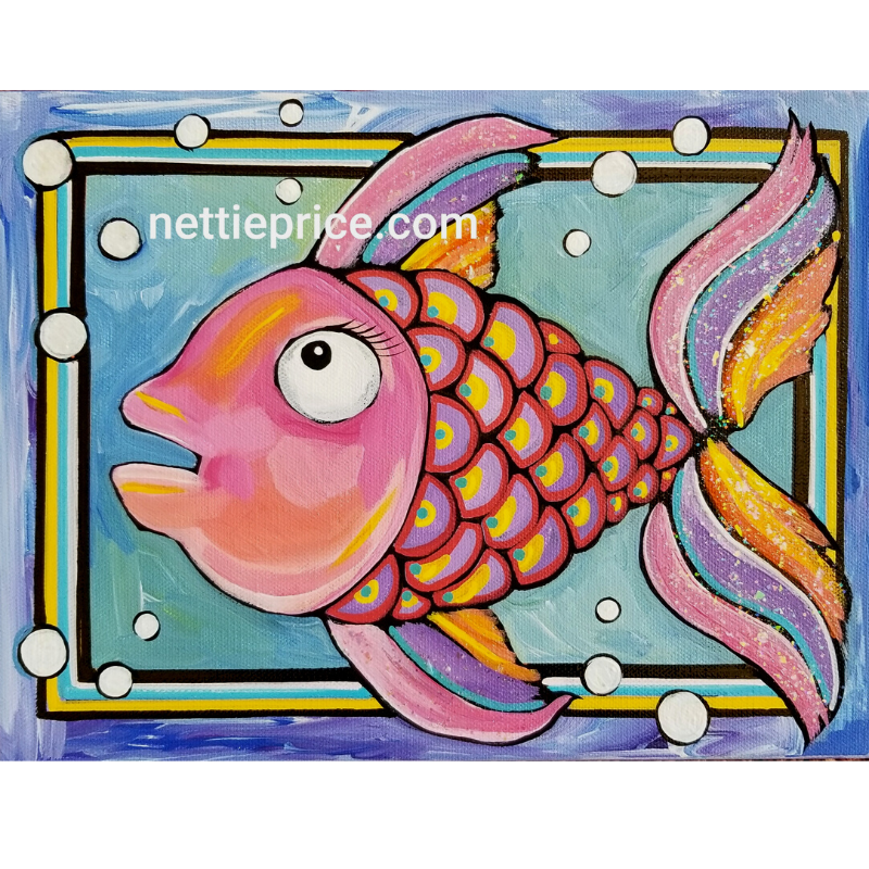 Pretty Fish with Bubbles Sparkling Art Print