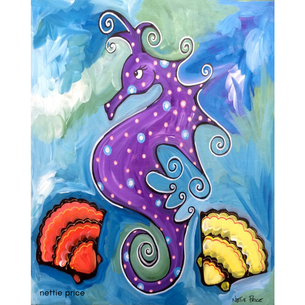 Seahorse Sea Shells Sparkling Art Print