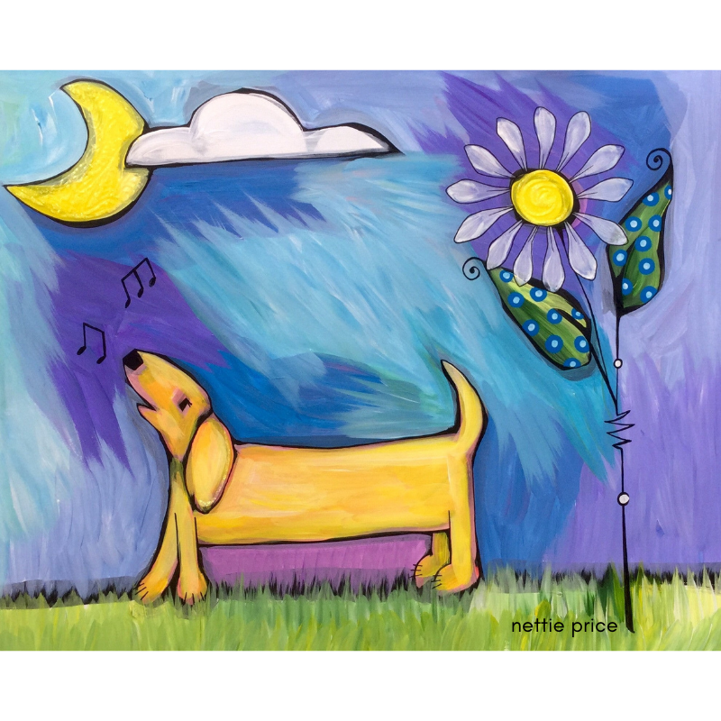Singing Weener Dog Doxie Dauschund Sparkling Art Print