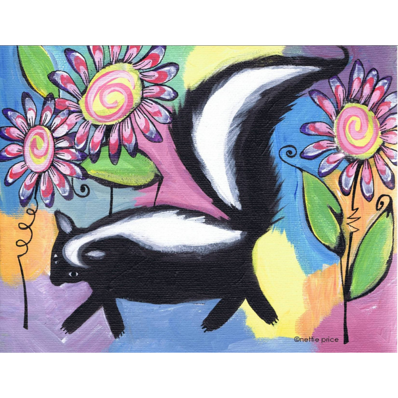 Sneaky Skunk Sparkling Art Print