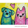 Dog Cat Love Original Acrylic Painting Canvas Kitty Puppy