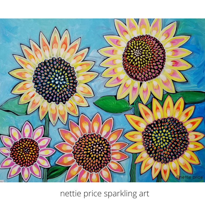 Sunflower 5 Sunflowers Sparkling Art Print