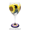 Sparkling Sunflowers Hand Painted Wineglass