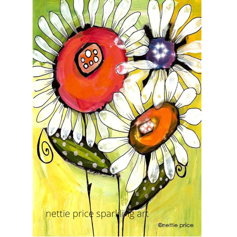 Big Red Daisy Sparkling Art Print