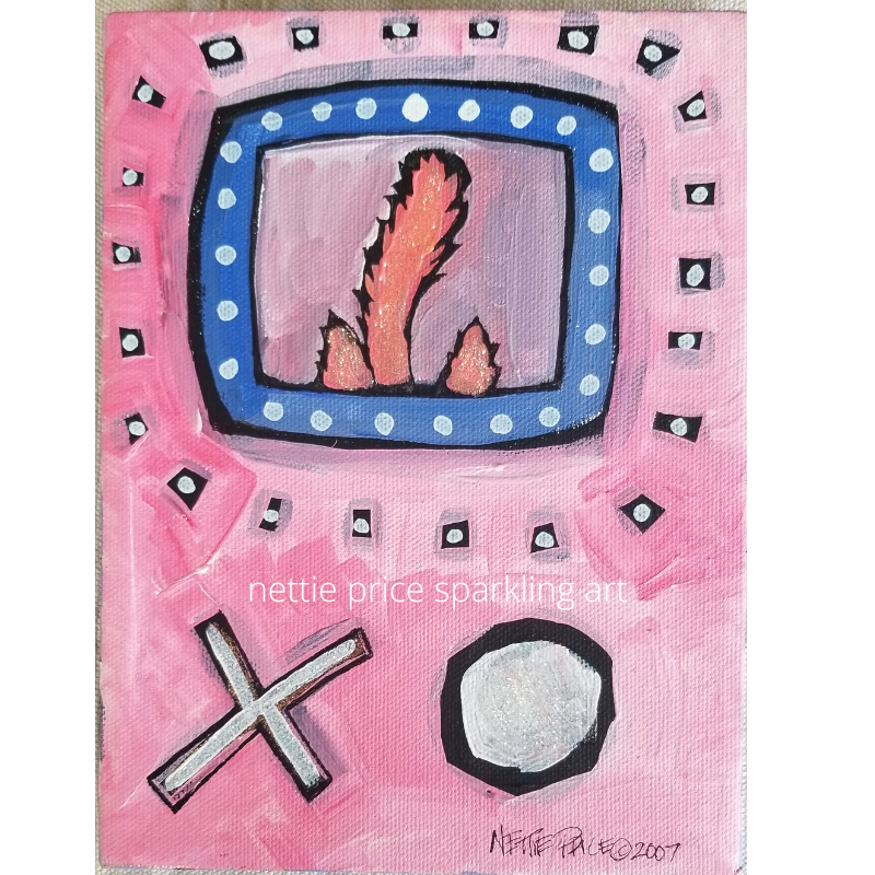 XO Cat Original Acrylic Sparkling Painting