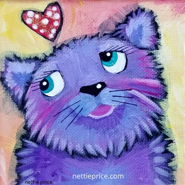 Purple Fluffy Puppy Dog Love Sparkling Art Print